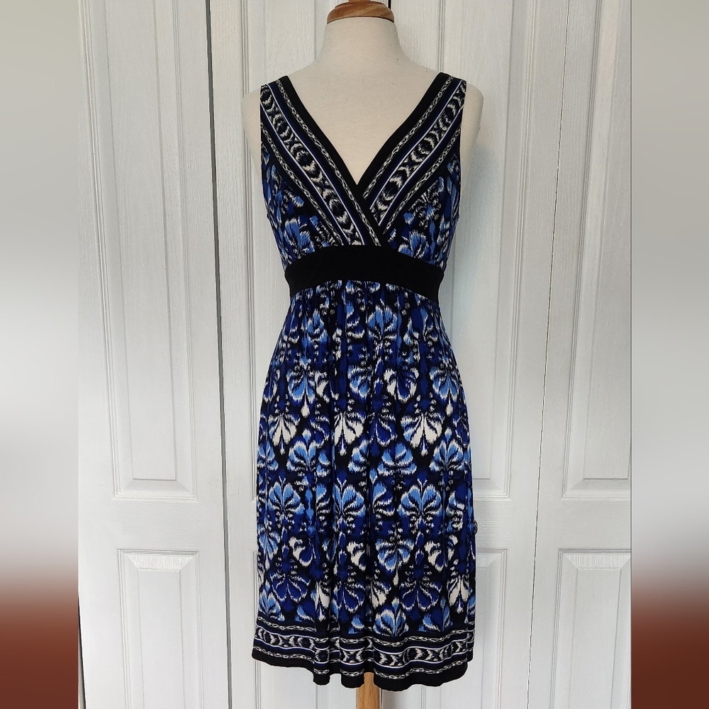 Connected Apparel Blue Sleeveless V-Neck Midi Sundress